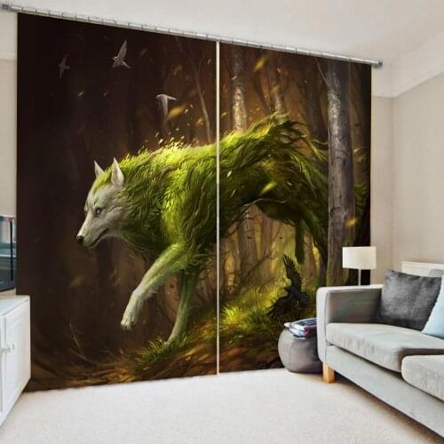 Green animal curtains 3d curtains new window balcony thickened windshield blackout curtains