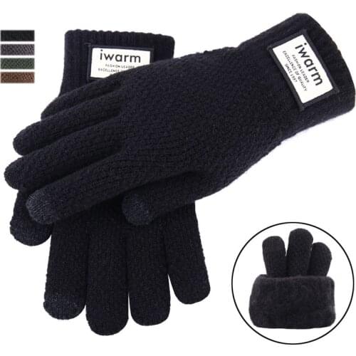 Winter Men Knitted Gloves Touch Screen High Quality Male Mitten Thicken Warm Wool Cashmere Solid Men Business Gloves Autumn