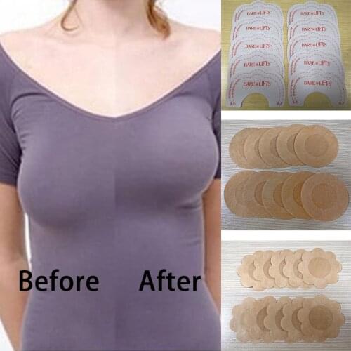 10pcs Women Invisible Breast Lift Tape Nipple Covers Bra Nipple Stickers Chest Stickers Overlays on Bra Lingerie Bra Accessories