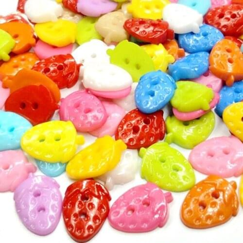 1000pcs 11x16mm Multi Strawberry Shape 2-hole Baby Buttons Plastic Scrapbooking Button For Sewing Scrapbooking