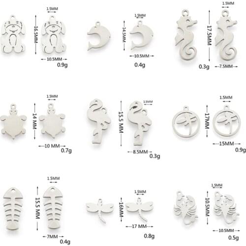 20pcs/lot New No Fade Charms 316 Stainless Steel Animal Series Charms Handmade Craft Pendant Jewelry Making DIY For Necklace