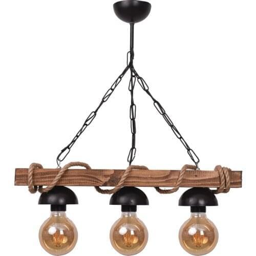 All Home Wood Rope 3 PCs Rustic Chandelier Lighting Light Stylish Retro Living Room LivingLoft Solid Wood Restaurant Coffee Shop