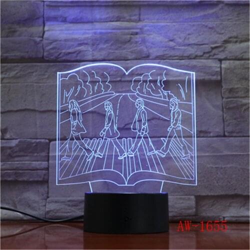 3D Visual Night Light Skateboard Human Evolution Model 7 Color Changing Acrylic Bedroom Table Lamp Home Deceration AW-1655