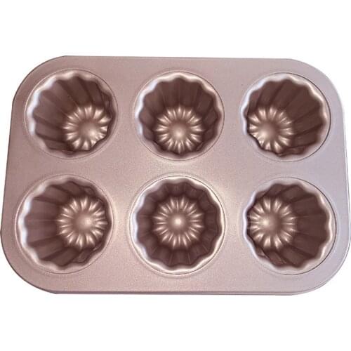 6 Cavities Muffin Cake Pan DIY Bread Bakeware Non-Stick Biscuit Cupcake Baking Mold Carbon Steel Pastry Tray Kitchen Accessory