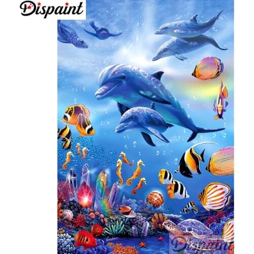 Dispaint Full Square/Round Drill 5D DIY Diamond Painting "Animal dolphin"3D Embroidery Cross Stitch Home Decor Gift A12380