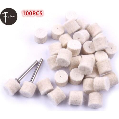 Atoplee 100PCS 13mm Wool Polishing Grinding Wheel Head For Metal Electric Grind Polish Dremel Tools With 2 Clamp Shanks