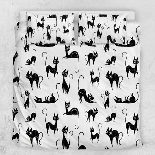 Free Shipping 3D Cartoon Black Cat Dinosaur Duvet Cover Set Twin/Full/Queen/King Size Bedding Set Wedding Bedroom PX