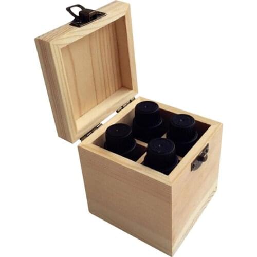 4 Compartments Wood Essential Oil Bottles Storage Box Portable Essential Oil Bottle Display Case Perfume Carrying Container