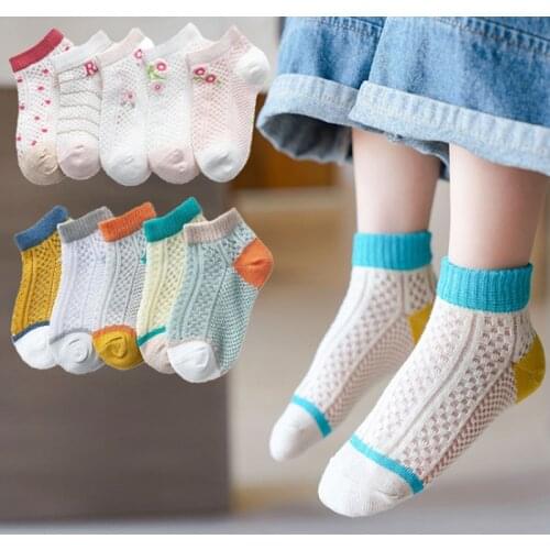 5Pair new summer thin childrens socks boys and girls socks