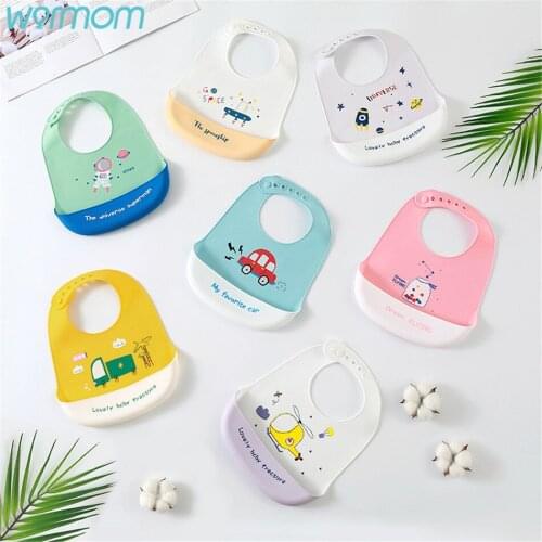 Warmom Childrens Silicone Bib Baby Three-dimensional Rice Pocket Cartoon Baby Waterproof Meal Pocket Super Soft Saliva Pocket