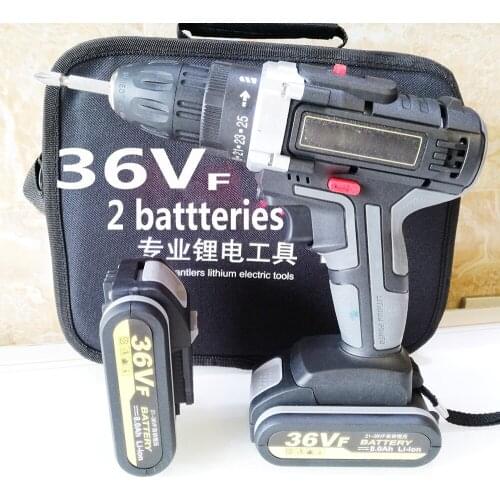Cordless high power electric drill electric screwdriver 36-Volt Max DC Lithium-Ion 2 Batteries 2-Speed Power Tools