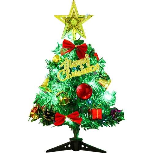 Artificial Christmas Tree Mini LED Glow Tabletop Xmas Decoration Kids Gift Party Decor Holiday Celebration Hanging Ornaments