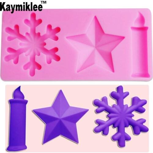 Kaymiklee F1128 Snow Candle Star Silicone Mold Cake Fondant Gumpaste Surgarcraft Jelly Cake Decorating Tools