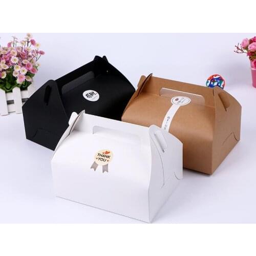 20*15*8cm Ecofriendly Kraft Box Kraft Paper cake food Packing Box Large kraft paper cake box with handle portable