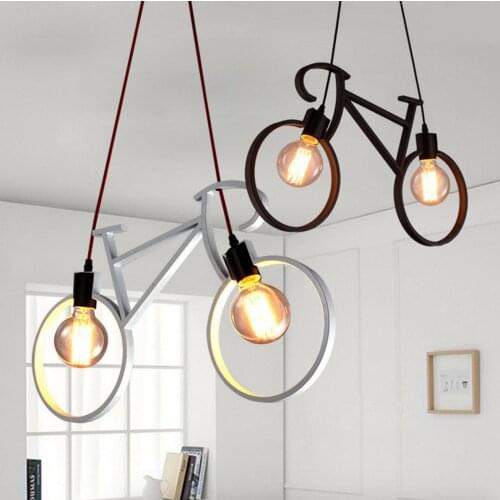 Nordic Creative Bicycle Chandelier Art Restaurant Childrens Room Bedroom Drop Light Simple Corridor Aisle Balcony Hanging Lamp
