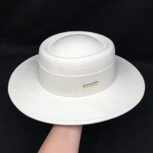 202108-nao-white wool model show classic fedoras cap men women leisure panama jazz hat