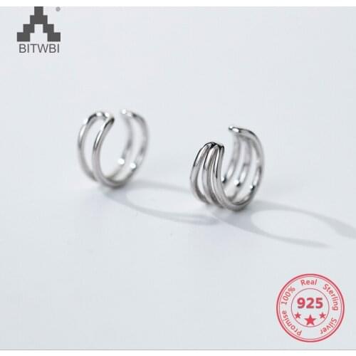 925 Sterling Silver Fashion Personality Simple Geometric Round Ear Clip