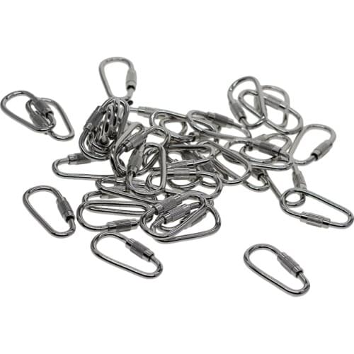 Pack Of 50 Stainless Steel Carabiner D Shape Spring Loaded Gate Small D Ring Carabiner Clip for Outdoor and Indoor Use
