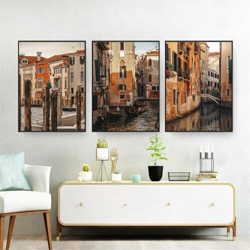 Venice Wall Art Retro Water Building Poster Canvas Art Painting Modern Decoration Wall Picture For Living Room