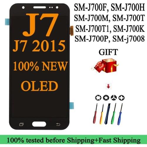 100% New AMOLED LCD for Samsung Galaxy J7 2015 Display J700 SM J700 J700F J700M J700H with Touch Screen Digitizer Assembly