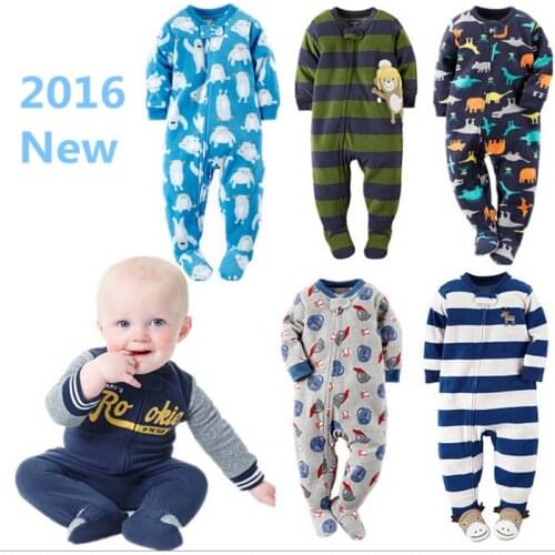 2016 new baby boys One-piece , soft fleece kids clothes Jumpsuits Pajamas baby girls boys clothes baby costumes bebes 12m-4y