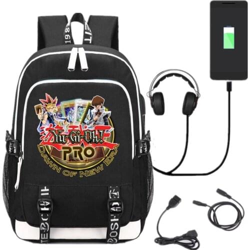 New Anime Yu-Gi-Oh! USB Backpack Duel Monsters School Bag Bookbag for teenagers Casual Laptop Shoulder Travel Bags