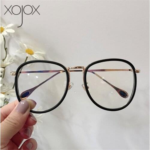 XojoX Transparent Glasses Frames Women Retro Oversized Optical Eyeglasses Female Fashion Vintage Metal Myopia Frame