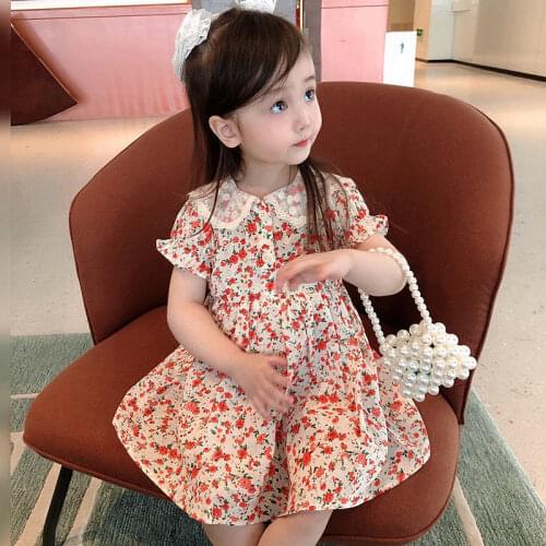 Girls Dresses 2021 New Style Girls Printed Dress Fashion Summer Cotton Girls Dresses 2-7 Years flower girl dresses