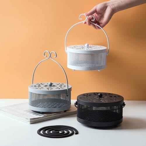 Portable Mosquito Coils Holder Repellent Incenses Tray Nordic Summer Metal Anti-Mosquito Supplie With Cover Home Decoration