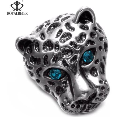 RoyalBeier Cheetah Head 18mm Snap Buttons 6pcs/Lot 3 Colors 3D Carving Fits Bracelets Bangles DIY For Unisex Snap Jewelry Bijoux