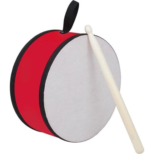 Hand-Held Tambourine (Red)-Hand-Held Percussion Drum Music Tambourine with Drumsticks Suitable for Children Adults