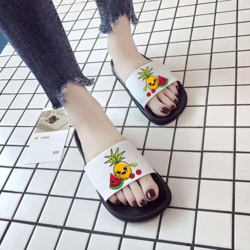 2021 Sandals Women Summer Watermelon pineapple cute fruit pattern printing Indoor Bedroom Home Shoes ladies flip flops