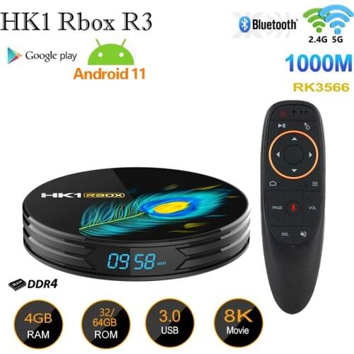 New Smart IP TV BOX HK1 RBOX R3 RK3566 Android 11 2.4G/5G Wifi 8GB DDR4 32GB 64GB 4K 8K TV Box Android 11.0 Google Play Tv box