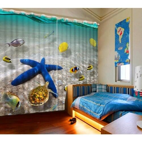 Modern living room Curtains Blackout for Living Room Kids Bedroom Fabric beach curtains