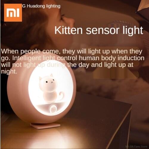Xiaomi Cute LED Night Light Silicone Touch Sensor kitten Night Lamp Kids Baby Bedroom Desktop Decor Ornaments Battery/USB Charge