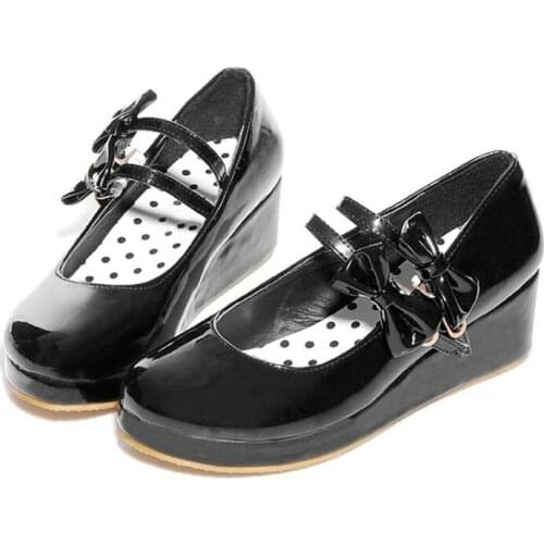 AGODOR 2020 Fashion Women Wedges Mary Janes Platform Patent Leather Wedges Pumps Buckle Ladies Pumps Shoes Size 34-43