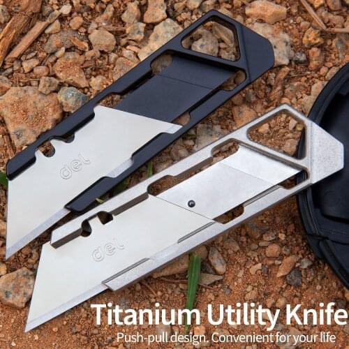 Titanium alloy push-pull utility knife EDC portable keychain express knife open box knife pocket knife multi-function self-defen