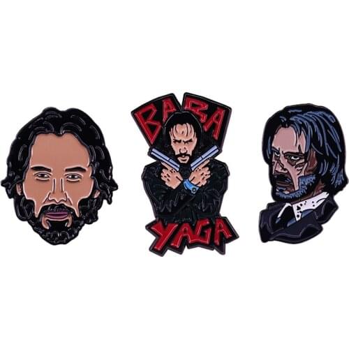 Horror Killer John Wick Lapel Pin Baba Yaga Legend Badge Great Actor Keanu Reeves Movie Fans Cool Decor