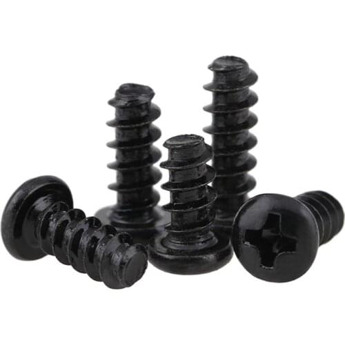 GuHua Black Cross Round Head Flat Tail Self Tapping Small Screw PB Philips Pan Head Flat End Tapping Screws M1.4M2M2.3 500PCS