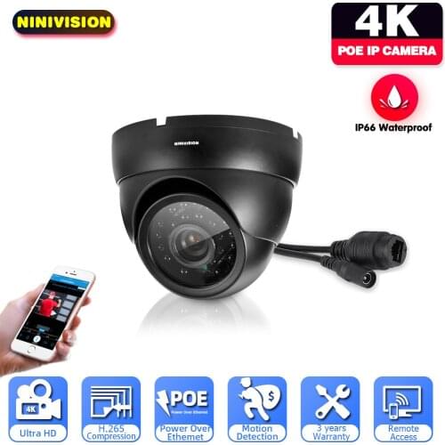 H.265 25fps POE Waterproof 8MP Dome POE IP Camera 24pcs IR LED Outdoor Security Night CCTV System Video Surveillance HD Camera