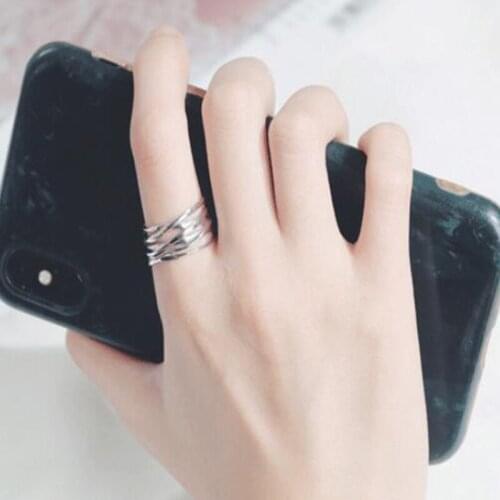 2020 Simple Style Silver Color Multi-Layer Line Ring for Woman Girl Wedding Couple Ring Gift Big Chain Cross Jewelry Steampunk