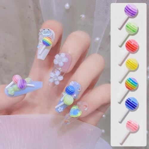 10pcs Acrylic Kinds Kawaii Candy Lollipops Nail Art Accessories 3d Art design Decorations Nail Pendant Accessories