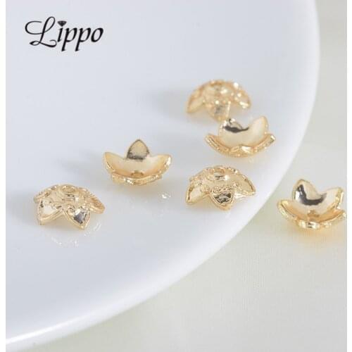 20pcs High Quality Flower Beads Caps 9mm Copper Yellow Gold End Caps Fitting Chain&Tassel DIY jewelry Accessories