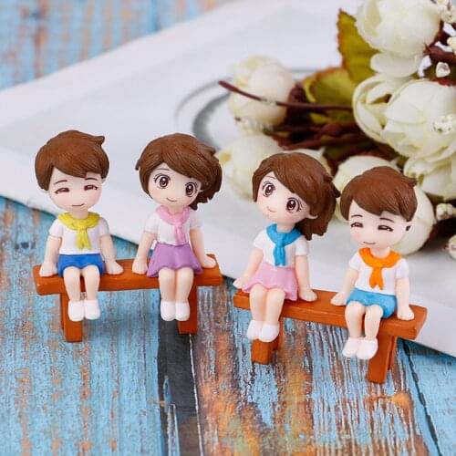 3Pcs/set DIY Mini Stool Couples Dolls Fairy Garden Miniatures home Decor Dollhouse/Terrarium Action Figures Micro Landscape