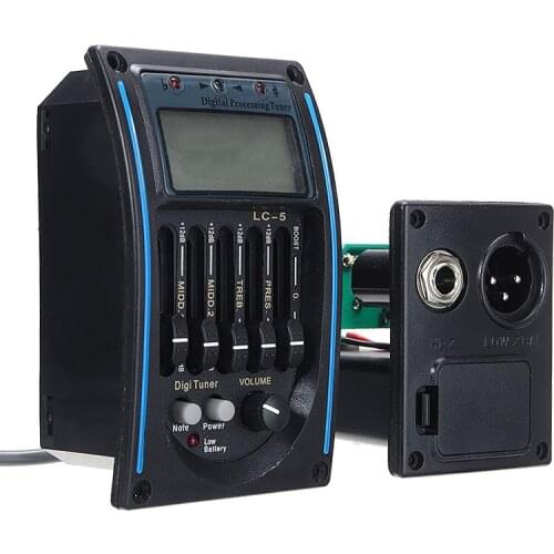 5-Bands EQ Equalizer Piezo Pickup LCD Tuner Guitar Pickup Equalization High/Medium/Low/Sound and Volume Control Equalizer System