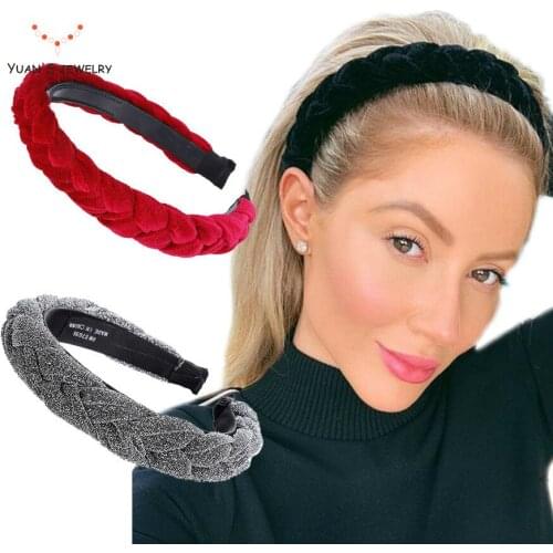 YuanS Hair Accessories Wide Shiny Weaving Hairbands Braided Headband Hair Hoop Fashion Hair Bands Bezel Headdress
