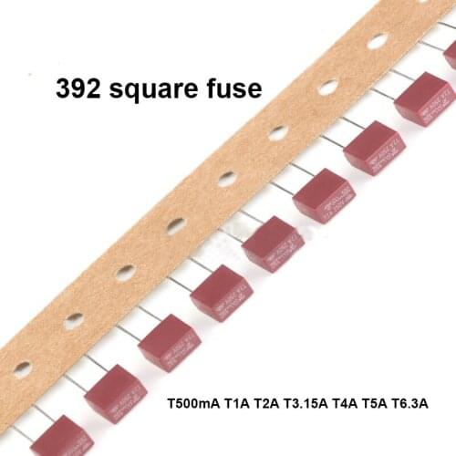 Free shipping 10pc 392 square fuse 250V slow break Fuse T500mA T1A T2A T3.15A T4A T5A T6.3A