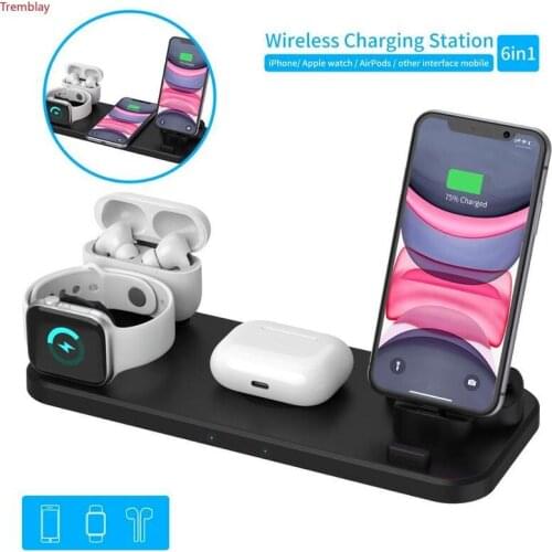 Wireless Charger Dock Station 10W Qi Fast Magnetic Charging Holder with Micro USB TypeC Stand Mobile Phone for Xiaomi Samsung