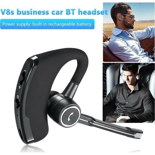V8S Black Business Bluetooth Headsets Noise Reduction Rechargeable Wireless Earhook In-ear Earphone with Ear Hook