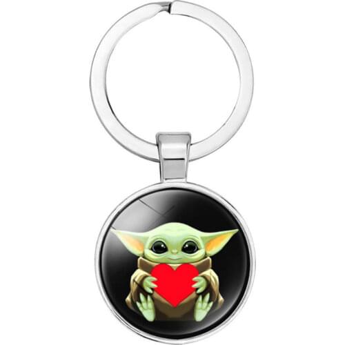 Star Wars Mandalorian Baby Yoda Crystal Key Chain Bag Key Pendant Metal Key Ring Cute Action Figures Toy Yoda Keychain Kids Gift
